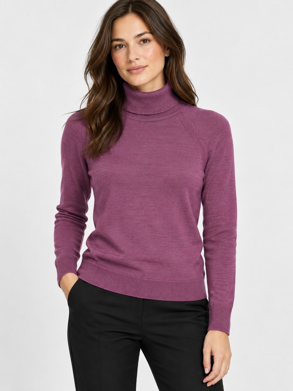 Banana Republic 100% Merino Wool Turtleneck Sweater Purple Size S